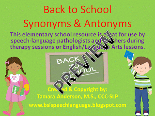 Back to School Activities in Speech Language Therapy