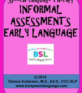 Informal Assessments Early Language