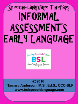 Informal Assessments Early Language